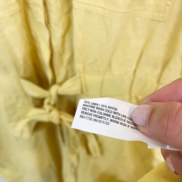 NEW Universal Thread Yellow Linen Utility Jumpsuit Tie Waist - Size 28 - Picture 8 of 9
